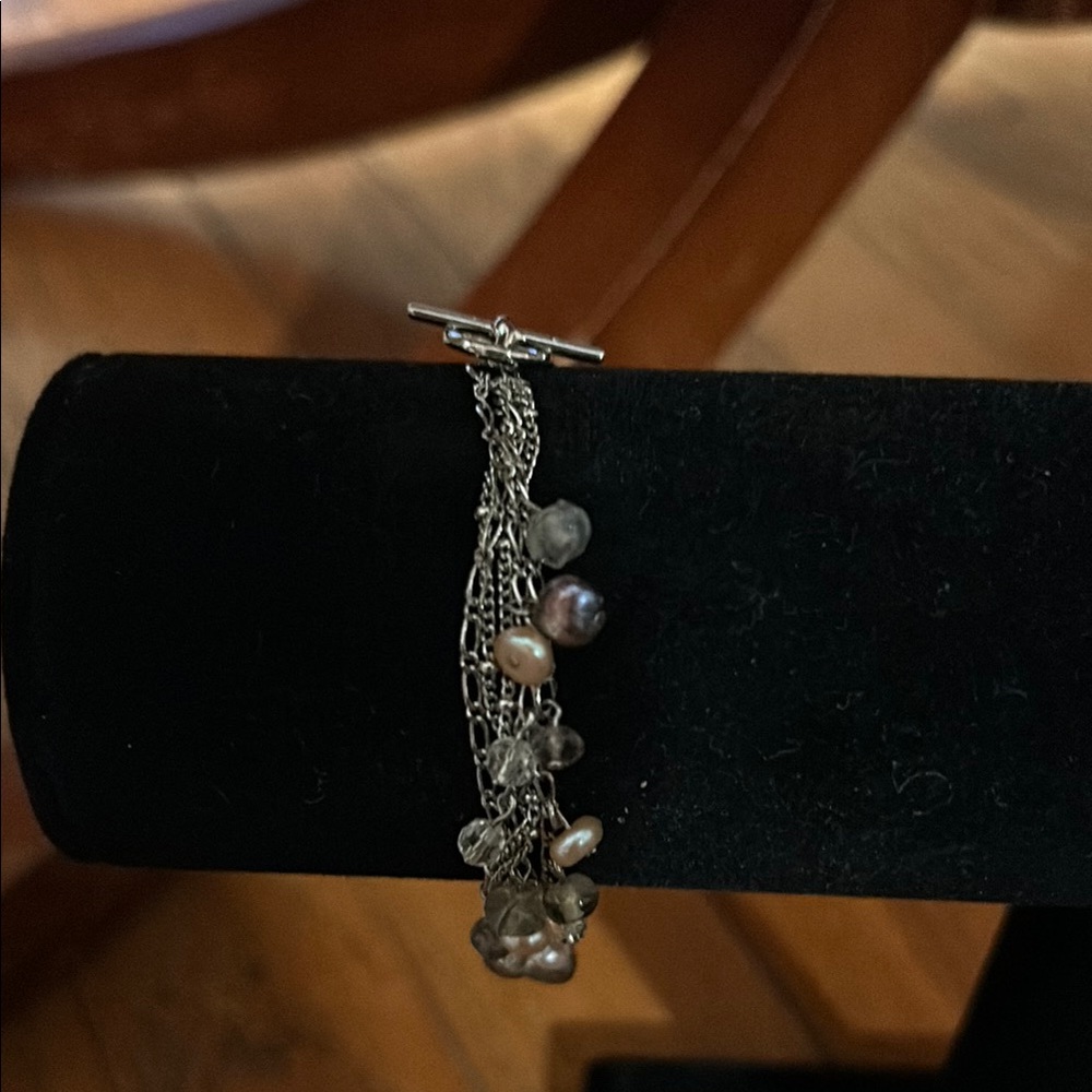 Elegant Silver color Multi-Strand Bracelet with Beads